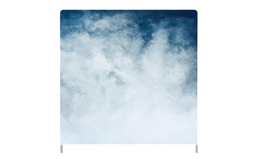 Indigo cloud abstract photo booth backdrop rental