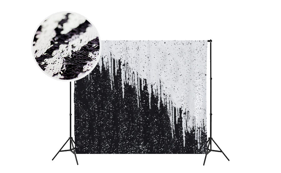 black/white reversible photo booth backdrop rental