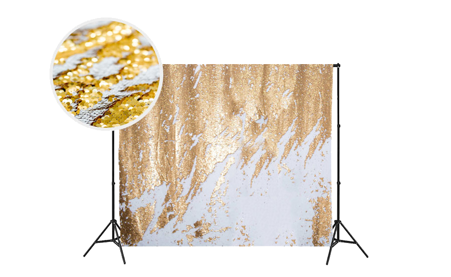 white gold reversible photo booth backdrop rental